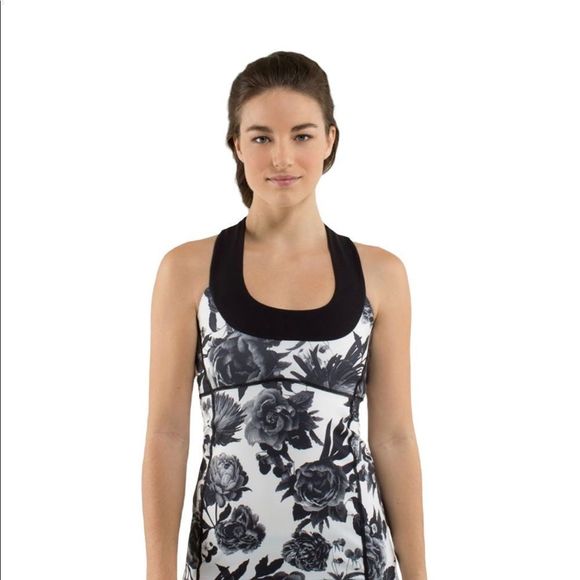 lululemon athletica Tops - Lululemon Brisk Bloom Black & White Tank Top EUC